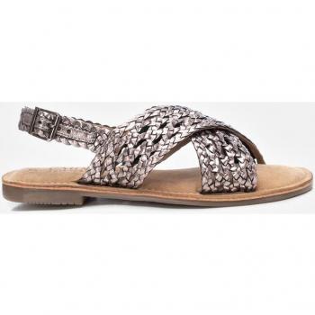Sandalias planas de piel 161645 gris Carmela