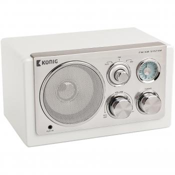 König - Radio De Sobremesa De Diseño Vintage En Color Blanco, Radio de Mesa