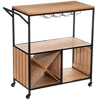 ATMOSPHERA MUEBLE DECORATIVO CON RUEDAS PARA LA ORGANIZACIÓN DE BOTELLAS Y COPAS, DIMENSIONES L. 84,5 X P. 39,2 X H. 87,
