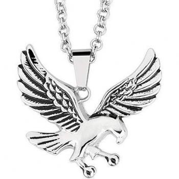 ZHHAOXINJE Ajustable Collar De Acero De Titanio, Colgante De Acero Inoxidable De Eagle Spreading Wings, Resistente A La Corrosión, Resistente Al Desgaste, Sin Decoloración para Hombre Mujer, Steel