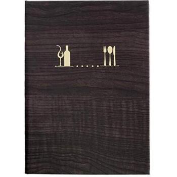 Lacor René collection 28023- Porta menú fabricado en Simil-Piel con fundas fijas de PVC en piel de naranja, Termosellado en color crema, 17x23,5 cm