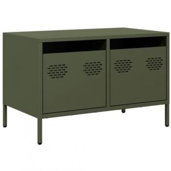 Mueble para TV acero laminado en frío verde oliva 68x39x43,5 cm