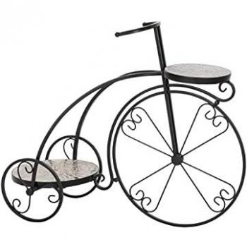 Macetero Cerámico Bicicleta Mosaico Negro Multicolor de Forja 70 x 28 x 57 cm