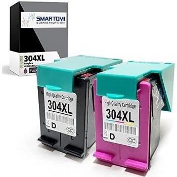 SMARTOMI Remanufacturado 304XL 304 Compatibles con HP 304 XL Cartucho de tinta Para DeskJet 2622 2633 2634 3720 3730 3733 3735 3750 3760 3762 3764AIO ENVY5010 5020 5030 5032AIO AMP130 Series 2 paquete