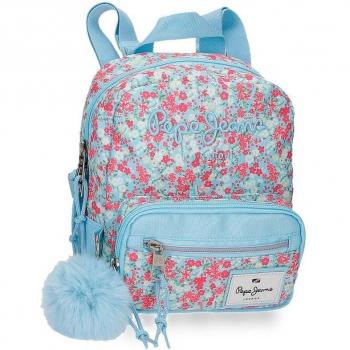Mochila Pequeña Pepe Jeans Aide con Estampado Multicolor y Bolsillos Frontales