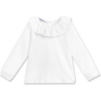 Pack de 2 camisetas de niña con cuello de volantes en algodón