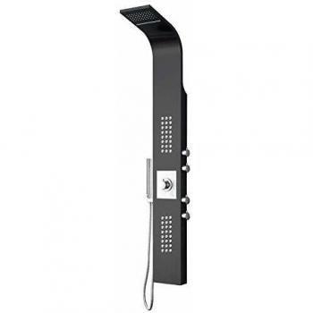 Columna de ducha termostática en acero inoxidable negro con grifo mezclador y rociador, montaje mural, jets de masaje - 165x22cm - Cartucho SEDAL 8815