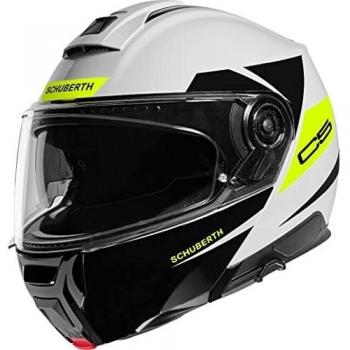 Schuberth C5 Eclipse Casco Modular de Fibra de Carbono, Peso Reducido, Color Amarillo-Blanco