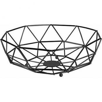 Cesta de Alambre Geométrica Negra 28x28x10 cm - Diseño Elegante para Decoración de Mesas