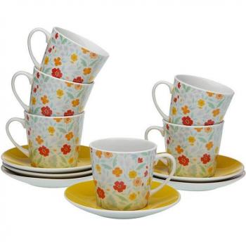 Juego de Tazas de Café Versa Flandes 6 Unidades Porcelana