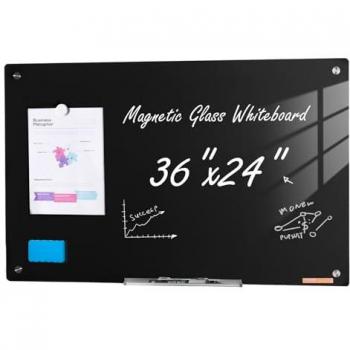 VEVOR Frameless Magnetic Glass Whiteboard 36x24 Wall-Mounted Dry Erase Board with Eraser