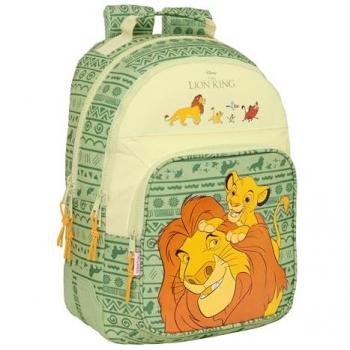 Safta Mochila Escolar Infantil Mufasa Double, 32x15x42 cm, adaptable a carro, color verde/beige, cómoda y versátil, calidad y resistencia