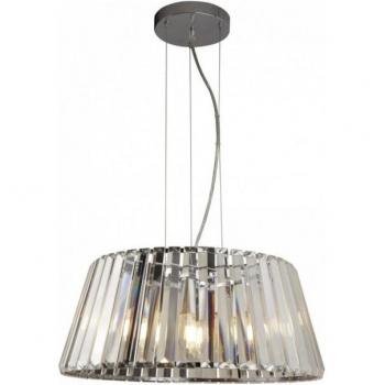 Diadema de suspensión con 5 ampollas de cromo y vidrio de cristal, araña contemporánea tiara en acero cromo con vidrio transparente para 5 luces E14