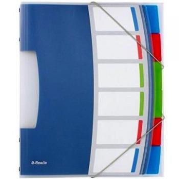 Carpeta organizadora Esselte VIVIDA A4 PP 6 compartimentos multicolor con clasificador plástico Vivida 3 solapas en la parte trasera, cierre con gomas e índice extraíble en la portada y 6 separ
