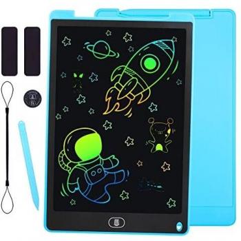 KidsPark Tableta de Escritura LCD de 12 Pulgadas, Colorida Tableta de Dibujo para Niños, Tablero de Dibujo Borrable Portátil, Juguetes Educativos para Niños y Niñas, Azul