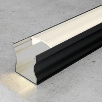Perfil de Aluminio U Alto Lacado Negro para Tiras LED 12V/24V 2 Metros