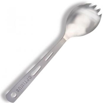Spork Optimus de titanio con revestimiento, color plateado, utensilio 2 en 1 (cuchara y tenedor), ligero y resistente a la corrosión