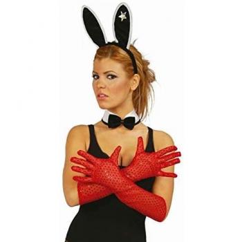 PAR DE GUANTES LENTEJUELAS ROJO 46 CM