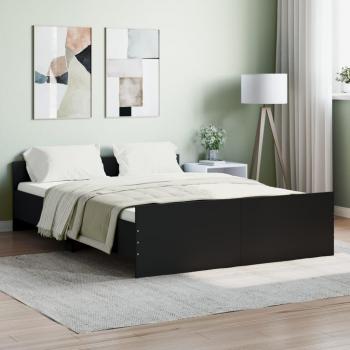 Estructura de cama con cabecero y piecero negro 135x190cm