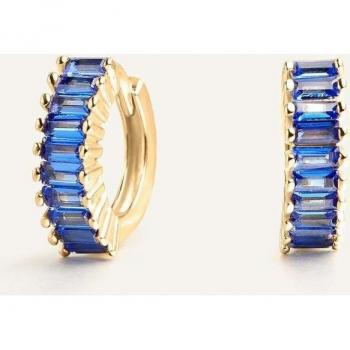 Pendientes aros Amazonas Sky Blue en Plata de Ley 925 con baño de oro amarillo 18k
