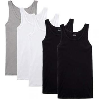 YOUCHAN Camiseta de Tirantes para Hombre Pack de 5 de Algodón 100% más Colores-Negro Blanco Gris-M