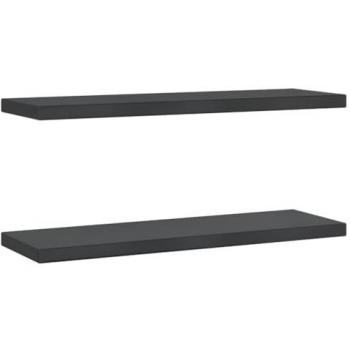 Estantes de pared 2 piezas acero inoxidable negro 75x23,5x3 cm, estante flotante, estante de cuarto de servicio