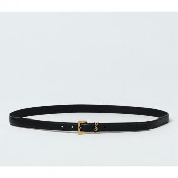 Saint Laurent Men's Black Leather Belt Size 95