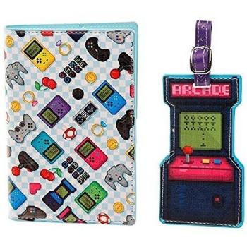 Set portapasaporte y etiqueta de equipaje Game Over
