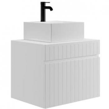 Mueble de baño flotante blanco con lavabo cuadrado a posar - 60 cm - SATARA