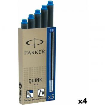 Recambio de tinta para pluma estilográfica Parker Quink Ink, 5 unidades, color azul, grosor 0,7 mm