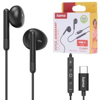 Auriculares Hama Classy Alámbricos Intrauditivos USB-C con Micrófono Negro
