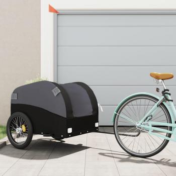 Remolque de bicicleta negro 45 kg en hierro Vidaxl