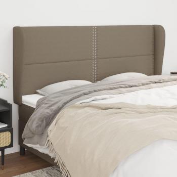 Cabecero Tortorora con orejas de tela gris taupe 183x23x111/128 cm