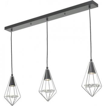 Lámpara colgante Gianni de Dar Lighting, cromo pulido y negro mate, 3 bombillas GU10, diámetro de 30 cm