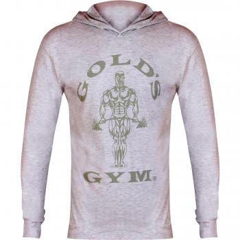 Gold's Gym Hooded Camiseta con Capucha, Hombre, Blanco, L