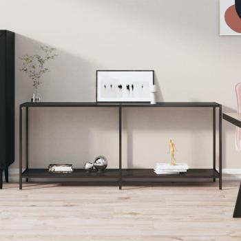 vidaXL Black Console Table with Tempered Glass - 180x35x75.5 cm