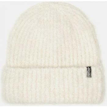 Gorro de Lana Levi's en Color Blanco Roto con Detalle de la Marca