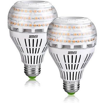 SANSI 27W (equivalente a 250W) Bombillas LED de bajo consumo, Brillantes 4000lm E27 Bombillas LED de tornillo Edison, 3000K bombillas suaves y cálidas, Paquete de 2
