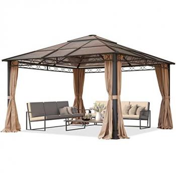 Cenador de jardín Toolport Hardtop Rendezvous 4x4 m impermeable con estructura de aluminio, 4 partes laterales y paneles de policarbonato de 6 mm