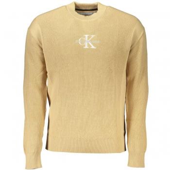 Calvin Klein Men's Beige Crew Neck Cotton Sweater - Size S