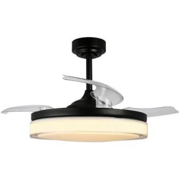 Ventilador LED Aneto Negro con Aspas Retráctiles 72W y 7920Lm CCT