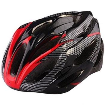 Finer Shop Moda Seguridad Ultraligero Ciclismo Bici Camino MTB Casco Bicicleta Visera Extraíble Fibra Carbono - Rojo