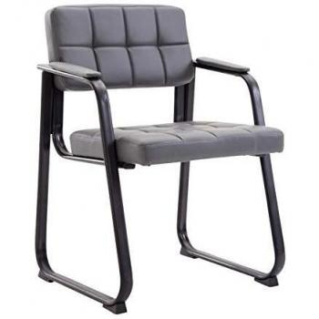 Silla para Visitas Canada B Tapizada en Similpelle Gris con Reposabrazos y Estructura de Metal