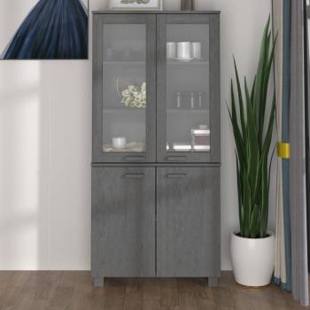 Aparador Hamar de Madera Maciza de Pino en Color Gris Oscuro