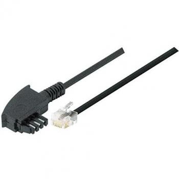 TPFNet Cable Modular Telefónico - TAE F en RJ11 Conector - 4Polos - Negro - 3m