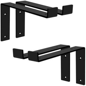 Set de 4 Soportes de Estante en L de Metal Negro Industrial 250x145x40 mm para Estantería de Pared, Carga Máxima 50 kg, Incluye Material de Montaje