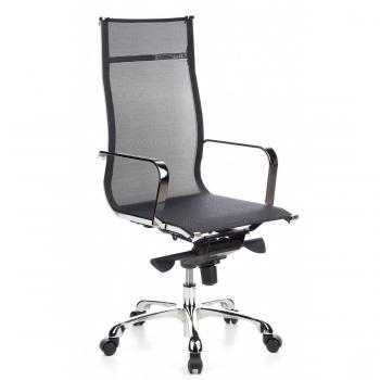 hjh OFFICE 660930 Sillón de Oficina Emilia Negro, Silla de Oficina de diseño en Malla Transpirable, ergonómica, Respaldo Alto