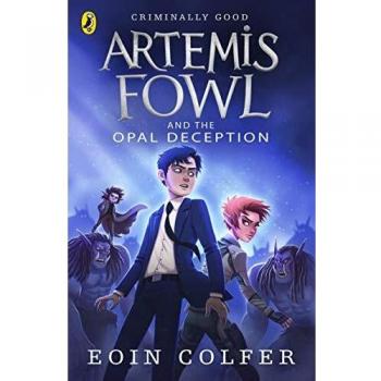 Libro Artemis Fowl y la Decepción de Opal, novela de fantasía juvenil, tapa dura, 400 páginas, autor Eoin Colfer, incluye ilustraciones y un mapa del mundo de los elfos
