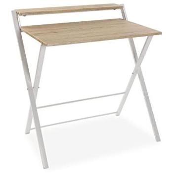 Mesa de Escritorio Plegable Versa Blake para Ordenador, Gaming y Estudio, Madera y Metal, Color Marrón y Blanco, 83 x 50 x 81,3 cm