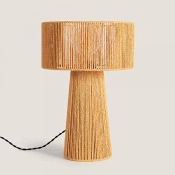 Lámpara de Mesa de Papel Trenzado Kala Lilium Natural E27 410xØ280 mm Decorativa para Salón y Dormitorio